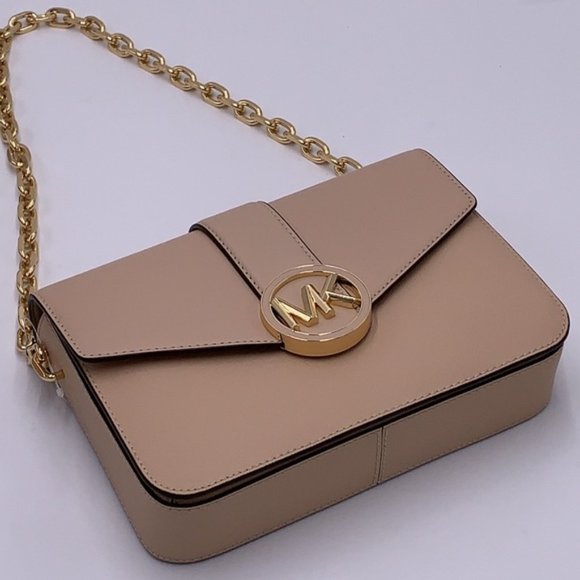 Michael Kors Carmen Medium Convertible Shoulder Bag Crossbody BUFF Leather - Picture 11 of 16